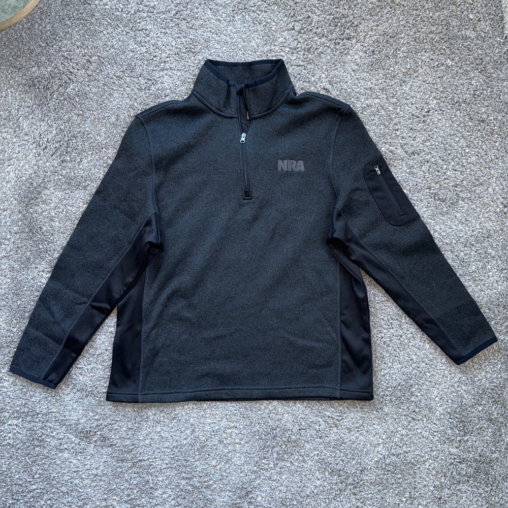 NRA Men's Quarter Zip Shooting Pullover Black Size Large‎